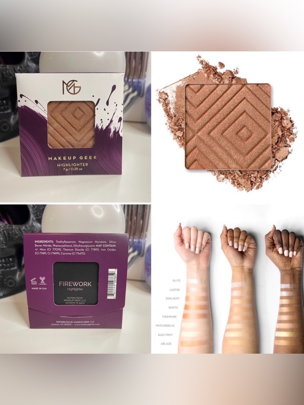 3/$15 Makeup Geek Highlighter Single Pan Firework Cruelty Free